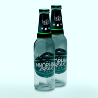 Bouteille en verre borosilicate haute résistance INNORHINO de 1 litre avec bouchon à vis sérigraphié pour jus, bière, tequila