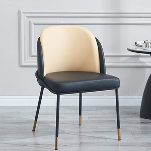 Chaise de salle à manger rembourrée <span class=keywords><strong>orange</strong></span> et gris, style nordique moderne, avec pieds en métal à embouts dorés - Product Image 5