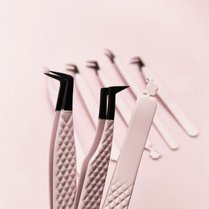 Pince à épiler pour cils TEEJAY rose en acier inoxydable, pointe précise, sans emballage boîte, pour extensions de cils - Product Image 6