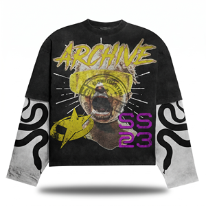 100% cotton T-shirt for men loose fit printed Mens Double Layer Premium 220 GSM Mesh Double Layer T Shirt DTF <b>Logo</b> - Product Image 6