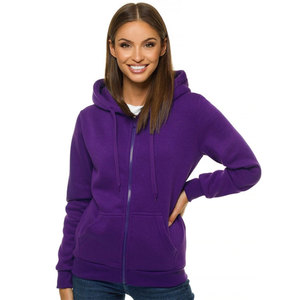 Women Heavyweight Cotton Jogging Slim Fit Zip-Up Hoodie Long Sleeve Solid Color Casual Style Women Outdoor Sports Zip-Up Hoodie - Product Image 1