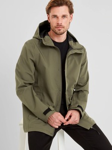 Veste imperméable à capuche pour homme, vert olive, fermeture éclair, vêtements décontractés pour l'extérieur, matière polyester, style automne - Product Image 4