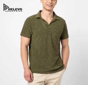 Polo homme Relevo Industries, vert olive uni, manches courtes, 100% coton, col rabattu. - Product Image 4