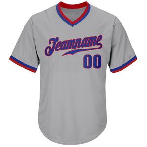 Camiseta de Béisbol Personalizada con Cuello en V Gris para Hombre, Manga Corta, Nombre del Equipo, Ropa Deportiva de Poliéster que Absorbe la Humedad - Product Image 4