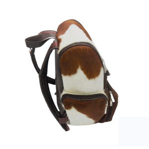 Cowhide Leather <b>Backpack</b> With <b>Animal</b> <b>Print</b> Pattern Multiple Pockets Zipper Closure Unisex Softback Day <b>Backpack</b> - Product Image 6