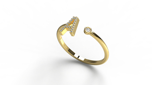 Luxury 18K Gold Personalized <b>Initial</b> Letter A Jewelry Bypass <b>Ring</b> Round Cut Diamond Monogram <b>Ring</b> Fine Jewelry for Women - Product Image 2