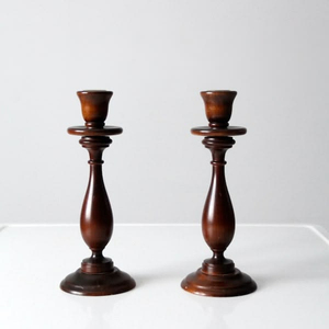 Acacia Wood Tapered Candlestick Holder <b>Set</b> of 3 in Natural White Oak Walnut for Home Decoration Lighting <b>Candle</b> Taper - Product Image 6