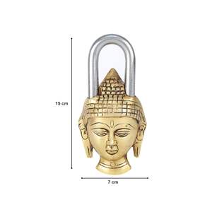 กุญแจพระพุทธรูปทองเหลืองวินเทจ ชูบัม สัญลักษณ์แห่งความสงบและคุ้มครอง ล็อคศิลปะสำหรับวัดหรือบ้าน ดีไซน์สวยงามและเชื่อถือได้ - Product Image 5