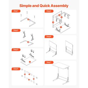 Piedi regolabili pieghevole con struttura in metallo a forma di C tavolino 23.62X14.57X27.56 pollici marrone nero C a forma di soggiorno mobili - Product Image 5