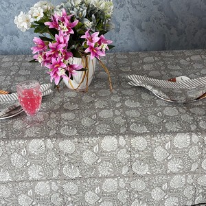 Hand Block Printed Floral Cotton <b>Table</b> <b>Covers</b> Simple Style Durable Eco-Friendly Customizable for Weddings Home Outdoor Events - Product Image 4