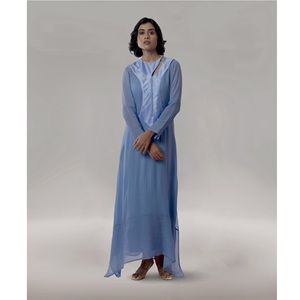 Elegante Vestido Casual de Georgette para Mujer con Parches de Seda Premium y Forro de Tafetán Transpirable - Product Image 2