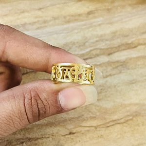 Bague Symbole Om Tendance et Très Demandée, Bague Bohème en Laiton pour Femme, Plaqué Or 18 carats, Bijou Creux Tribal Religieux, Vente en Gros/OEM/ODM - Product Image 2