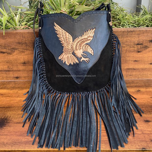 2024 Wholesale High Quality Hand Tooled Suede Leather Fringe Crossbody <b>Bag</b> Eagle Tooling Hippie Boho Women's <b>Large</b> <b>Shoulder</b> <b>Bags</b> - Product Image 3