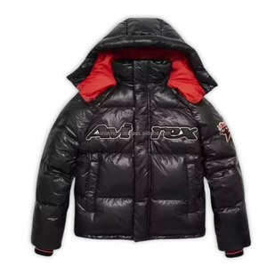 Avirex-Inspired Polyester Puffer Jacket Hood | Vintage Men's Hip-Hop <b>Summer</b> <b>Coat</b> <b>Long</b> High-Volume Waterproof Breathable - Product Image 4