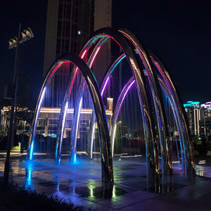 Fontaine musicale d'extérieur moderne Horticlub avec spectacle de lumière LED, installation facile, en acier inoxydable, grande taille, multimédia - Product Image 1