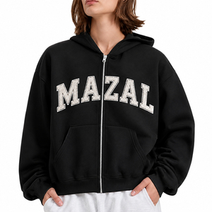 Custom Womens <b>600gsm</b> Heavyweight Zip <b>Hoodie</b> Wholesale Private Label Brand Bulk Production Fast Delivery - Product Image 3