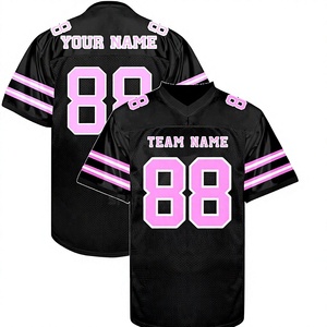 Maillot de football américain personnalisé noir et rose, col en V, manches courtes, maille, nom de l'équipe, numéro 88, uniforme adulte - Product Image 1