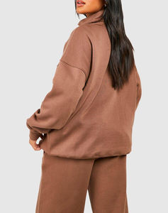 Conjunto de Sudadera con Capucha de Felpa de 2 Piezas para Mujer, Precio Económico, Corte Holgado, Estilo Casual, Estampado de Letras Marrón, Diseño con Bolsillos, Para Todas las Temporadas - Product Image 5