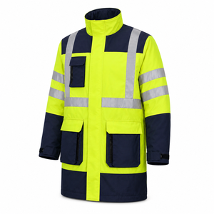 Chaqueta de Seguridad Reflectante de Alta Visibilidad, Resistente al Agua, en Amarillo, Verde y Azul Marino, Unisex, para Trabajo en Carretera, Personalizable al por Mayor, con Exterior de 300D - Product Image 2