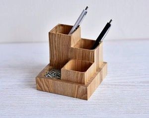 <b>Rustic</b> Wood Pencil Organizer for Study Table Wooden Writing Tools Caddy for Desktop Luxury Wooden <b>Office</b> <b>Desk</b> Companion Wooden C - Product Image 6
