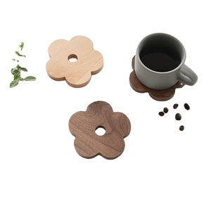 Flower Shaped Wooden <b>Coasters</b> for Drinks Coffee Tea <b>Cork</b> Slate <b>Coasters</b> Non-slip Custom Acacia Tea <b>Coaster</b> for Tableware Pads - Product Image 1