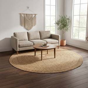Customised Natural <b>Boho</b> Jute Braided Reversible Stain Resistant Thick Medium Pile Customized Size Jute Backing Area <b>Rug</b> Farmhous - Product Image 1