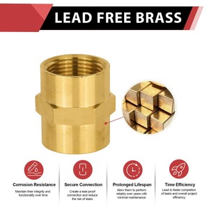 ข้อต่อทองเหลืองหกเหลี่ยมแบบ NPT ตัวเมียขนาด 1/4 นิ้ว - Product Image 6
