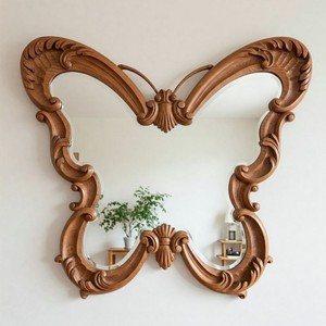กระจกติดผนังรูปผีเสื้อไม้ตกแต่งบ้านแบบดั้งเดิมพร้อมกรอบงานฝีมือ - Product Image 1