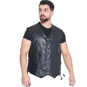 Gilet de moto pour homme en cuir véritable et toile, imperméable, respirant, coupe-vent, grande taille, haute qualité - Product Image 1