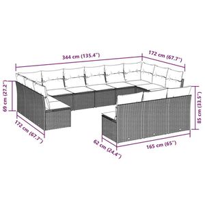 Grand ensemble de canapés de jardin en rotin PE brun avec structure en acier thermolaqué – Mobilier d'extérieur haut de gamme - Product Image 3