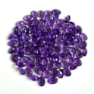 Pierres précieuses en améthyste violette naturelle, taille ovale facettée, 5x7 mm, pour la création de bijoux, qualité supérieure, améthyste calibrée, fournisseur en gros. - Product Image 1