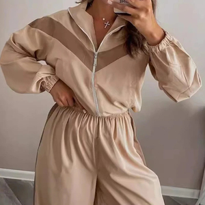 Contrast Color Long Sleeve Cardigan & Elastic Waist Pants | Comfortable Athleisure <b>Tracksuit</b> Set - Product Image 6