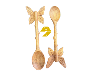 ช้อนไม้ด้ามผีเสื้อ ดีไซน์ใหม่ สลักโลโก้ได้ เป็นมิตรกับสิ่งแวดล้อม ด้ามไม้สีแดง ผลิตในเวียดนาม ราคาถูก - Product Image 1