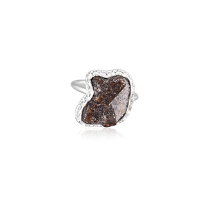 Bague de mariage en pierre précieuse fossile naturelle sertie dans un cadre |   Argent sterling 925 - Product Image 1
