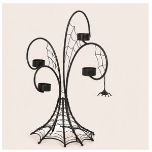 Portavelas de Metal Negro Gótico con Diseño de Telaraña, Soporte para Velas de Té, para Centros de Mesa en Fiestas de Halloween y Decoración Espeluznante del Hogar, Venta al Por Mayor - Product Image 1