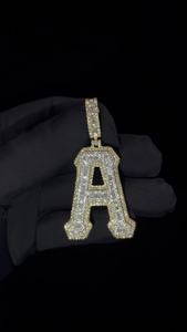 Hip Hop Jewelry <b>Iced</b> <b>Out</b> VVS Mossanite Diamond 925 Sterling Silver A-Z Initial Letter Pendant For Men <b>Chain</b> - Product Image 3