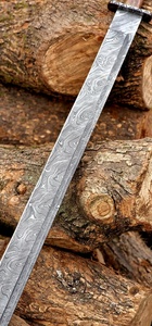 Épée viking en acier de Damas, lame droite, manche en bois, épaisseur 0,6 mm, qualité DIY, lame simple - Product Image 4