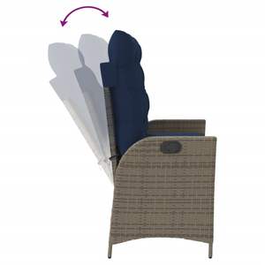 Banc de jardin inclinable bleu marine, banc de patio confortable de couleur grise - Product Image 6