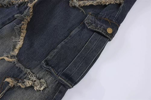 Pantalon en jean vintage délavé pour homme, style crayon, effet moustaches, tendance - Product Image 6