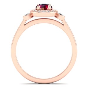 แหวนหมั้นเพชรพลอยทับทิมทรงกลม 0.5 กะรัต REYES Luxury ทองคำแท้ 14K ประดับเพชรโมอิสซาไนต์ พร้อมใบรับรอง GRA สำหรับผู้หญิง - Product Image 4