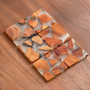 Sous-verres carrés en bois et résine personnalisables les plus vendus, design moderne, tapis de table antidérapant - Product Image 4