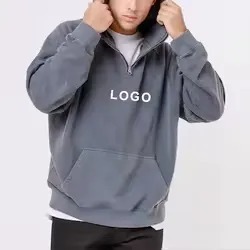 Sweat-shirt à capuche pour homme, couleur unie, logo imprimé sur le devant, décontracté, 100% coton, tissu French Terry, coupe ample, vêtements d'automne - Product Image 5
