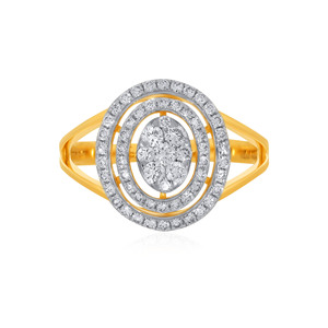Elegant Double <b>Circle</b> Halo Round Cluster Diamond <b>Ring</b> in 14K 18K Yellow Gold Luxury Bridal Wedding Anniversary <b>Ring</b> for Women - Product Image 3