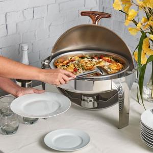 Recipiente redondo para calentar comida de 6.3 qt, juego de 5 piezas de acero inoxidable para buffet, ideal para fiestas y catering al mejor precio. - Product Image 3