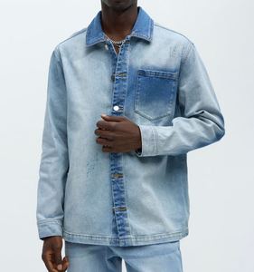 เสื้อเชิ้ตเดนิมผ้าฝ้ายสไตล์วินเทจ ระบายอากาศได้ดี แขนยาว สีน้ำเงิน สำหรับผู้ชาย ทรงลำลอง ติดกระดุม ซักแล้ว ใส่สบาย - Product Image 1