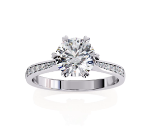Bague de fiançailles en diamant taille ronde, bague solitaire de luxe en diamant - Product Image 6