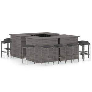 Ensemble de bar de jardin en polyrotin gris amovible, élégant et durable, mobilier d'extérieur - Product Image 1