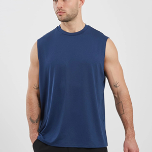 Débardeur de sport oversize de haute qualité pour hommes, en coton vierge, sans manches, pour la course et la gym, personnalisable avec logo - Product Image 1
