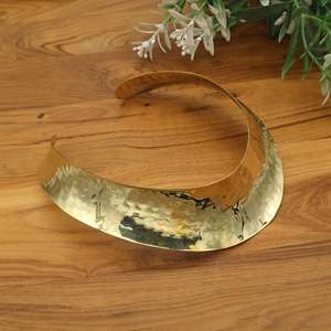 Wide Hammered Gold Collar <b>Necklace</b> for Women – Bold <b>Statement</b> Bib Choker Jewelry - Product Image 3