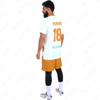 Seragam Sepak Bola Unisex Berkualitas Tinggi 100% Poliester Setelan Sepak Bola Logo Kustom Jersey Sepak Bola Visibilitas Tinggi OEM Bernapas